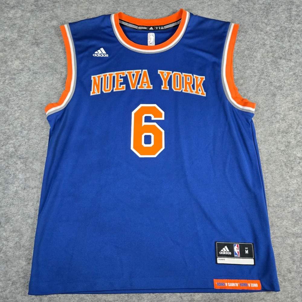 Adidas Mens Blue Nueva York Porzingis Basketball Jersey M